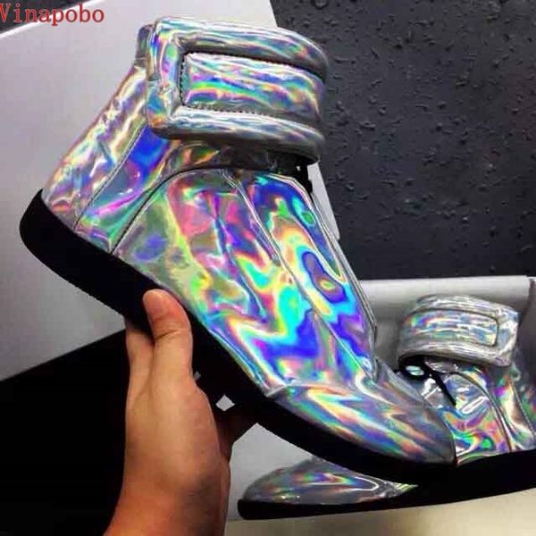 fashion design trend high boots mixed color patent leather elastic band lace-up hook loop flat men casual shoes t200323, Black
fashion design trend high boots mixed color patent leather elastic band lace-up hook loop flat men casual shoes t200323, Black