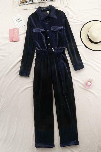 2019 new korean version of the slim slim high waist gold velvet casual wide leg trousers long sleeve jumpsuit women, Black;white
2019 new korean version of the slim slim high waist gold velvet casual wide leg trousers long sleeve jumpsuit women, Black;white