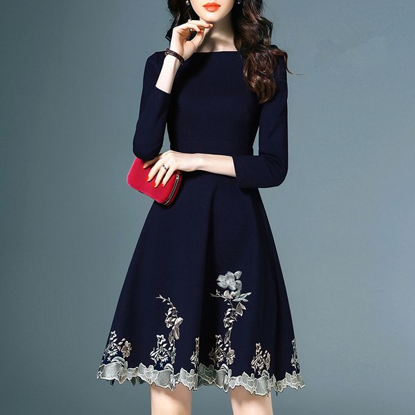 elegant socialite lady a-line embroidery flower dress three quarter sleeve autumn slim fit party casual dresses high quality, Black;gray
elegant socialite lady a-line embroidery flower dress three quarter sleeve autumn slim fit party casual dresses high quality, Black;gray