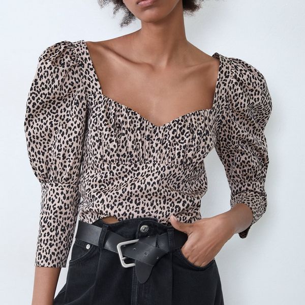 women blouse spring 2020 new fashion leopard prints pullover shirts modern lady crop, White
women blouse spring 2020 new fashion leopard prints pullover shirts modern lady crop, White