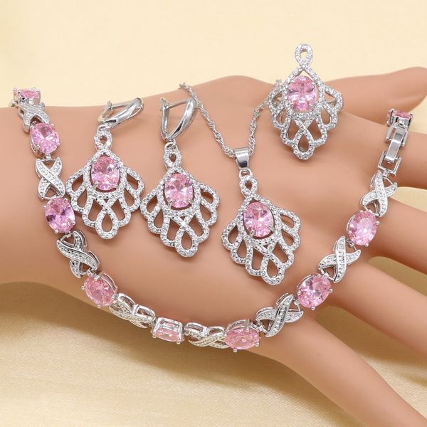 xutaayi 925 silver jewelry set for women white cubic zirconia pink earring necklace ring bracelet
xutaayi 925 silver jewelry set for women white cubic zirconia pink earring necklace ring bracelet
