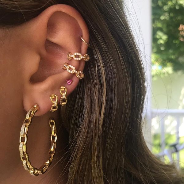new arrived hiphop rock women jewelry iced out cz open link chain big hoop earring gold silver color cx200606, Golden
new arrived hiphop rock women jewelry iced out cz open link chain big hoop earring gold silver color cx200606, Golden