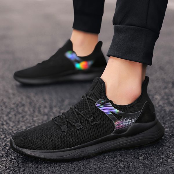men's running shoes breathable sports shoes air cushion shoelace walking jogging casual breathable flying woven tide, Black
men's running shoes breathable sports shoes air cushion shoelace walking jogging casual breathable flying woven tide, Black