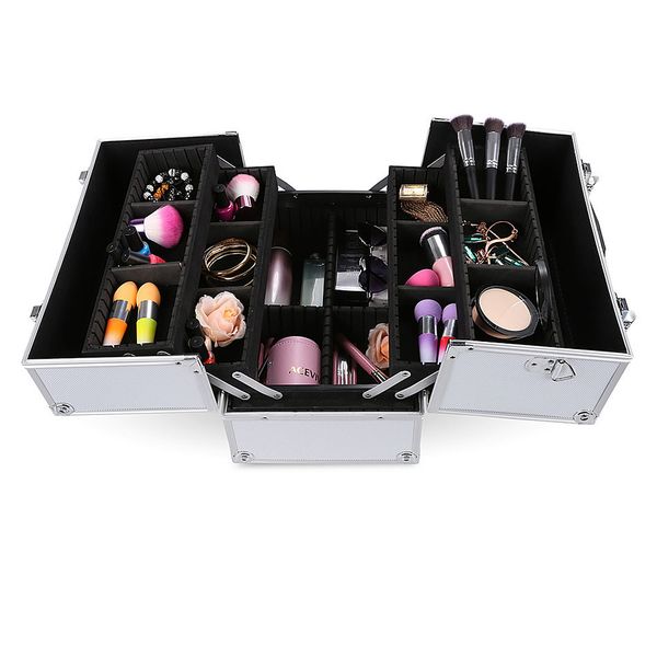 fanala makeup organizer women portable pvc alloy metal makeup organizer home cosmetic lockable box make up boxes bag suitcase, Black;blue
fanala makeup organizer women portable pvc alloy metal makeup organizer home cosmetic lockable box make up boxes bag suitcase, Black;blue