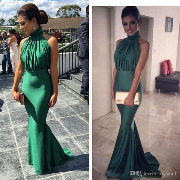 high neck emerald green mermaid prom gowns 2019 off shoulders ruched sweep train long evening gowns elegant vestido, Black
high neck emerald green mermaid prom gowns 2019 off shoulders ruched sweep train long evening gowns elegant vestido, Black