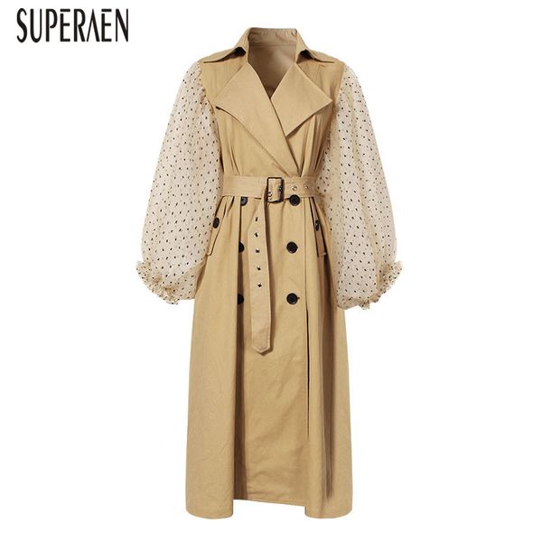 superaen 2019 spring and autumn new trench coat for women wild casual mesh stitching ladies windbreaker europe women clothing, Tan;black
superaen 2019 spring and autumn new trench coat for women wild casual mesh stitching ladies windbreaker europe women clothing, Tan;black