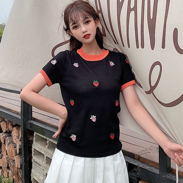 women's sweaters sweet college style casual strawberry embroidery round neck short sleeve colorblock slim pullover knitted /, White;black
women's sweaters sweet college style casual strawberry embroidery round neck short sleeve colorblock slim pullover knitted /, White;black