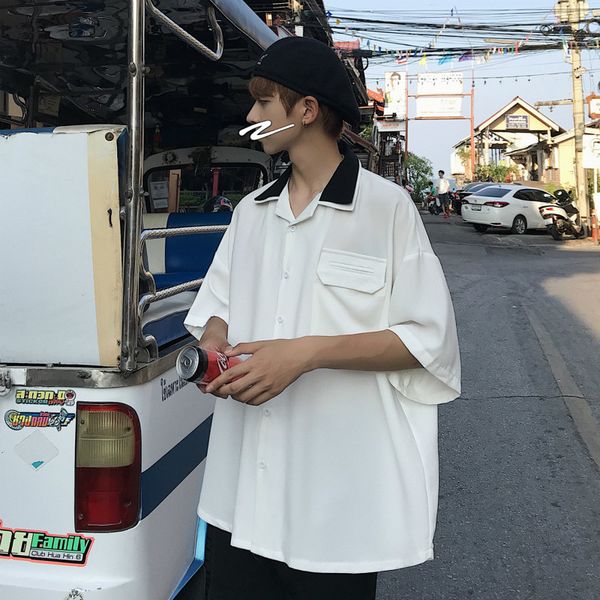 shirt 2020 summer the new listing men's korean casual wild youth white black retro solid color short sleeve ing
shirt 2020 summer the new listing men's korean casual wild youth white black retro solid color short sleeve ing