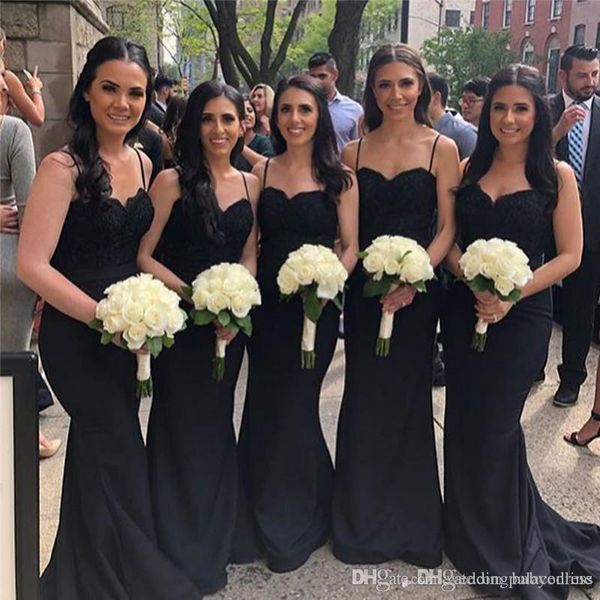 black bridesmaids dress mermaid spaghetti straps backless lace appliques long maid of honor gowns gothic wedding guest gowns, White;pink
black bridesmaids dress mermaid spaghetti straps backless lace appliques long maid of honor gowns gothic wedding guest gowns, White;pink