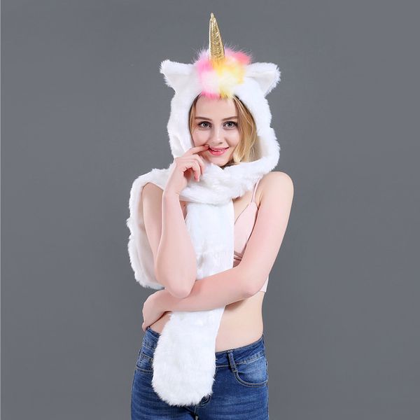 new winter christmas halloween animal hoodies hat warm fluffy and soft faux fur cap scarf 3 in 1 unicorn hat sn51, Blue;gray
new winter christmas halloween animal hoodies hat warm fluffy and soft faux fur cap scarf 3 in 1 unicorn hat sn51, Blue;gray