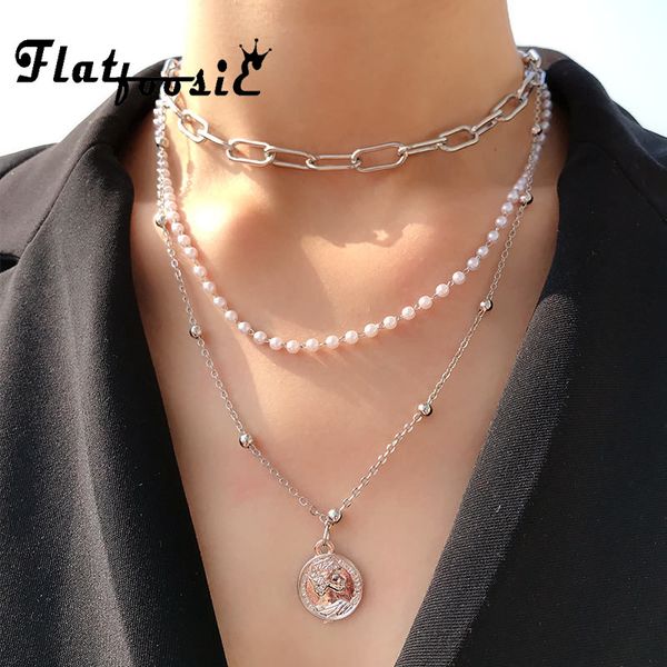 flatfoosie multilayer silver color chains pearl necklaces for women fashion portrait coin pendants necklaces punk jewelry gifts
flatfoosie multilayer silver color chains pearl necklaces for women fashion portrait coin pendants necklaces punk jewelry gifts