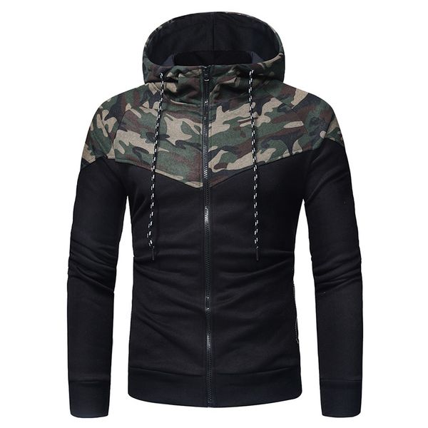 2019 new men's sweater men's casual slim zipper hooded sweater classic camouflage stitching jacket dropshipping, Black;brown
2019 new men's sweater men's casual slim zipper hooded sweater classic camouflage stitching jacket dropshipping, Black;brown