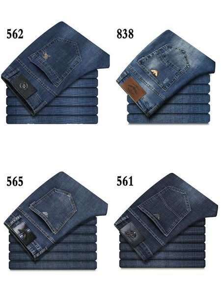 Spring ummer thin pant men 039 trou er tretch jean cotton trou er dark lack wa hed traight bu ine ca ual t2