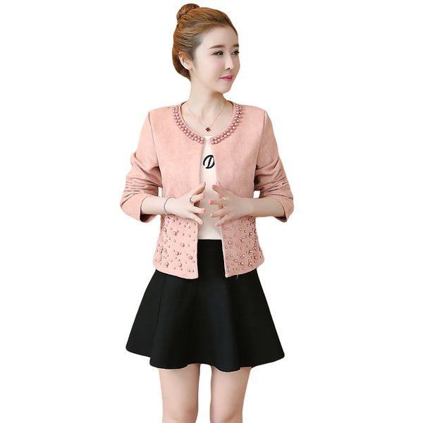 fashion 2019 spring autumn new short jacket women plus size wild long sleeve pink jacket slim beading outwear women coat 3xl4xl, Black;brown
fashion 2019 spring autumn new short jacket women plus size wild long sleeve pink jacket slim beading outwear women coat 3xl4xl, Black;brown
