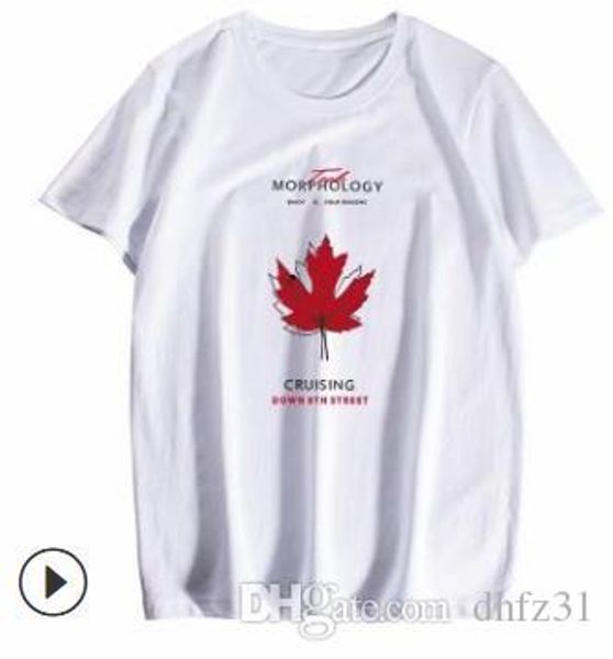 the latest summer men's maple leaf printed round neck short sleeve t-shirt men's fashion brand in 2020, White;black
the latest summer men's maple leaf printed round neck short sleeve t-shirt men's fashion brand in 2020, White;black