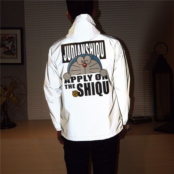 men jacket casual windbreaker reflective jacket lovers night coat fluorescent clothing hooded cartoon doraemon printed coat, Black;brown
men jacket casual windbreaker reflective jacket lovers night coat fluorescent clothing hooded cartoon doraemon printed coat, Black;brown