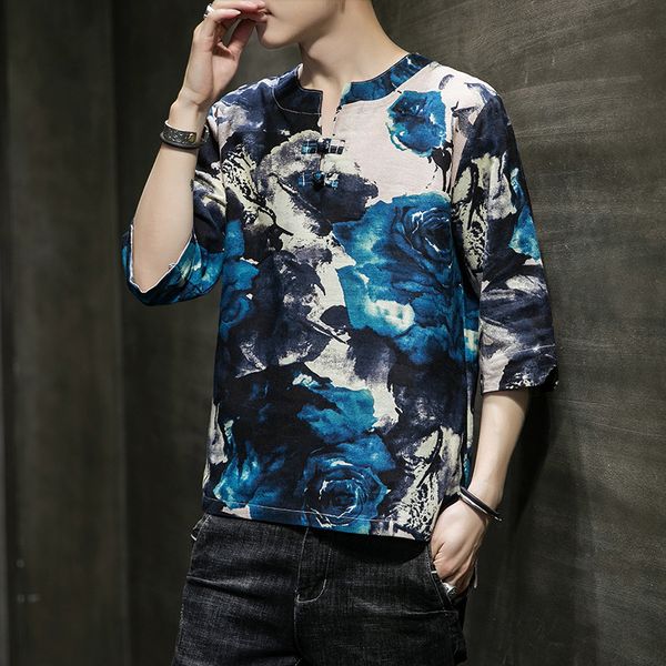 men's t-shirts summer chinese style linen printing casual short-sleeved t-shirt retro large size disc buckle cotton and, White;black
men's t-shirts summer chinese style linen printing casual short-sleeved t-shirt retro large size disc buckle cotton and, White;black