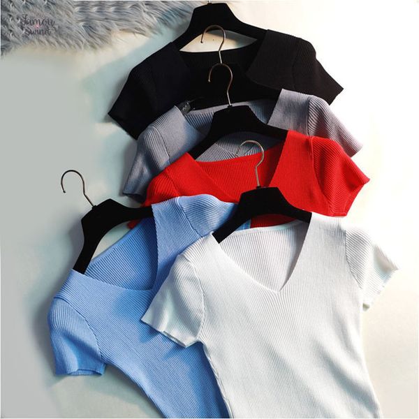футболка 2019 лето v шеи вязать короткие рукава tee короткой высокой эластичности женщина рубашки рубашка тонкая девушка top, White
футболка 2019 лето v шеи вязать короткие рукава tee короткой высокой эластичности женщина рубашки рубашка тонкая девушка top, White
