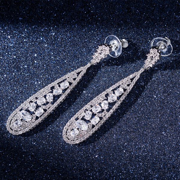 fashion micro-inlaid zircon long earrings 2019 bride jewelry vintage hollow dangle drop earrings for women gifts, Silver
fashion micro-inlaid zircon long earrings 2019 bride jewelry vintage hollow dangle drop earrings for women gifts, Silver