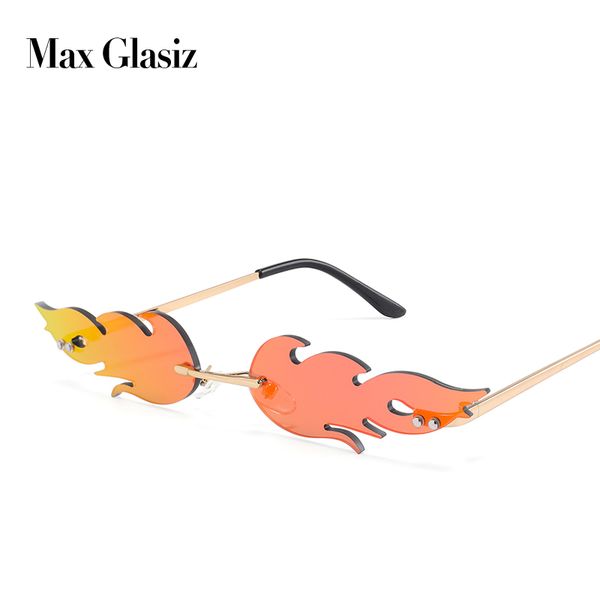 max glasiz new arrival unique flame shaped lens sunglasses women rimless cool trend popular metal frame sun glasses gafas uv400, White;black
max glasiz new arrival unique flame shaped lens sunglasses women rimless cool trend popular metal frame sun glasses gafas uv400, White;black