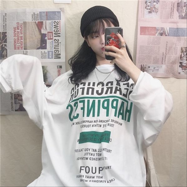 ранняя осень женщин 2019oversize свободный свитер студент одежда футболки студент одежда письмо печать тонкий свитер с длинным рукавом футбо, White
ранняя осень женщин 2019oversize свободный свитер студент одежда футболки студент одежда письмо печать тонкий свитер с длинным рукавом футбо, White