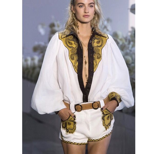 2019 runway designer embroidery white woman sets deep v--neck long sleeve woman sashes shorts vacation sets 2 piece set
2019 runway designer embroidery white woman sets deep v--neck long sleeve woman sashes shorts vacation sets 2 piece set