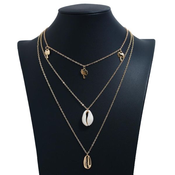 summer beach women multi-layer cowrie shell palm tree charm chain necklace gift new, Golden;silver
summer beach women multi-layer cowrie shell palm tree charm chain necklace gift new, Golden;silver