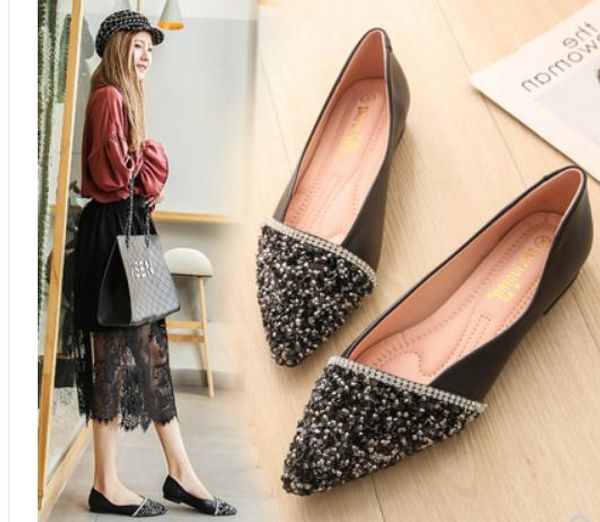 2019 women's shoes in spring and autumn with new style flat bottom pointed end @233, Black
2019 women's shoes in spring and autumn with new style flat bottom pointed end @233, Black