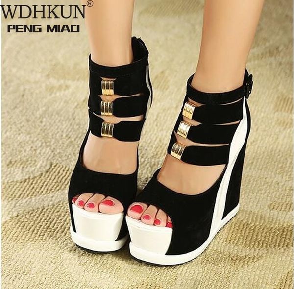 woman shoes 2020 summer genuine women platform thick soles sandals wedges high heel 14cm peep toe mixed colors shoes y200702, Black
woman shoes 2020 summer genuine women platform thick soles sandals wedges high heel 14cm peep toe mixed colors shoes y200702, Black