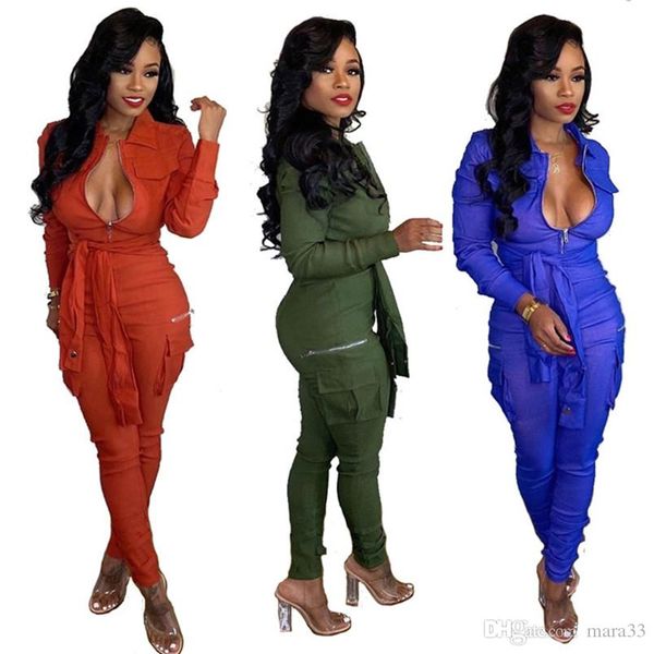 women solid color jumpsuits rompers fall winter clothing pocket lapel neck long sleeve bodysuits leggings full-length pants sportswear 1964, Black;white
women solid color jumpsuits rompers fall winter clothing pocket lapel neck long sleeve bodysuits leggings full-length pants sportswear 1964, Black;white