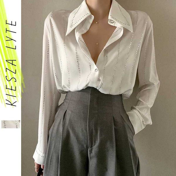 women's blouses & shirts stylish diamond bling white chiffon shirt women long sleeve solid office blouse and blusas mujer de moda 
women's blouses & shirts stylish diamond bling white chiffon shirt women long sleeve solid office blouse and blusas mujer de moda