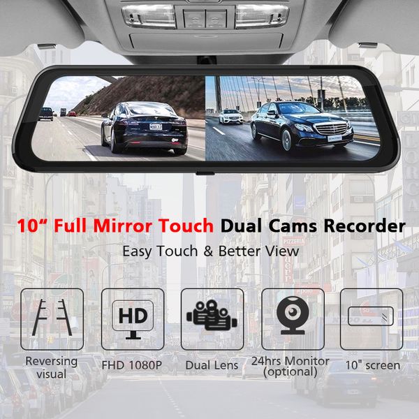 10'' rearview mirror touch screen stream media full hd 1080p car dvr night vision dual lens dash cam car video recorder g-sensor
10'' rearview mirror touch screen stream media full hd 1080p car dvr night vision dual lens dash cam car video recorder g-sensor