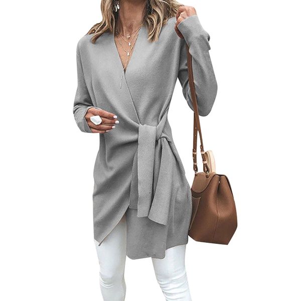 wholesale 2019 new women's woolen v-neck long coat sweaters solid color temperament fashion knitted cardigans sweaters, White
wholesale 2019 new women's woolen v-neck long coat sweaters solid color temperament fashion knitted cardigans sweaters, White