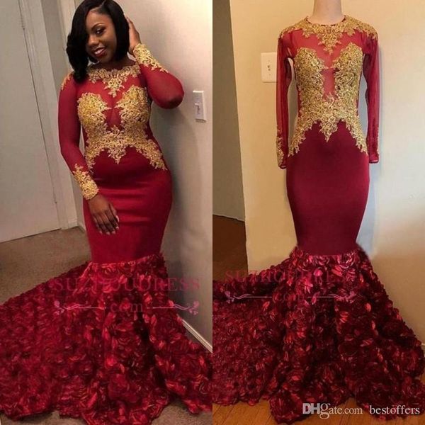 black girls red prom dresses 3d rose flowers mermaid long sleeve evening gowns with gold appliques sweep train formal party dress plus size
black girls red prom dresses 3d rose flowers mermaid long sleeve evening gowns with gold appliques sweep train formal party dress plus size