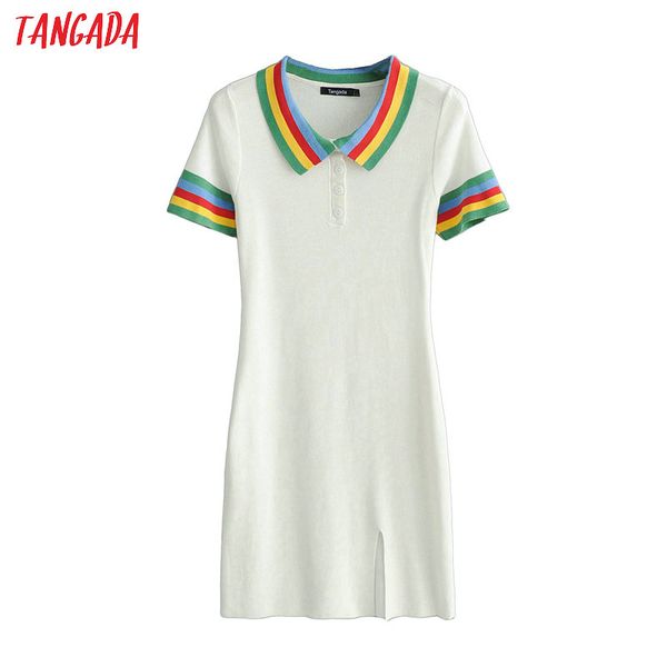 tangada fashion women knitted mini dress short sleeve rainbow turn down collar retro female side split white shirt dress jn260, Black;gray
tangada fashion women knitted mini dress short sleeve rainbow turn down collar retro female side split white shirt dress jn260, Black;gray