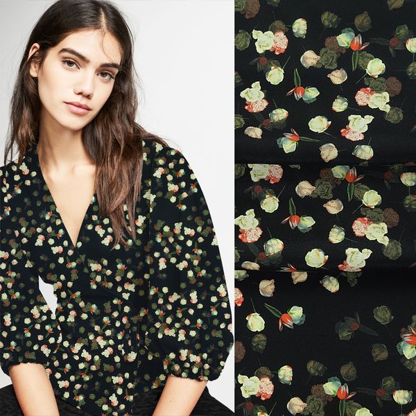 108cm 28mm yellow floral print stretch black heavy silk crepe fabric for spring summer dress blouse skirt shirt pants jh086, Black;white
108cm 28mm yellow floral print stretch black heavy silk crepe fabric for spring summer dress blouse skirt shirt pants jh086, Black;white