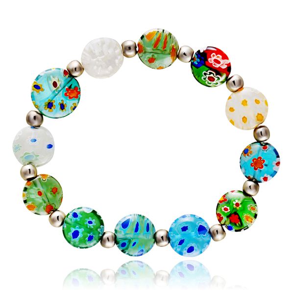 10mm round shape beads bracelet jewelry glass millefiori flower lampwork beads elastic bracelets for women 2018, Black
10mm round shape beads bracelet jewelry glass millefiori flower lampwork beads elastic bracelets for women 2018, Black