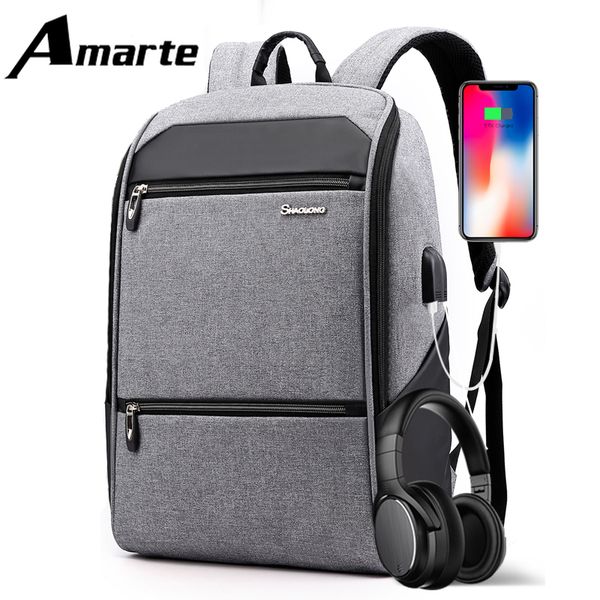 

men laprucksack travel backpack men large capacity business usb charge student school shoulder bag mochila masculina