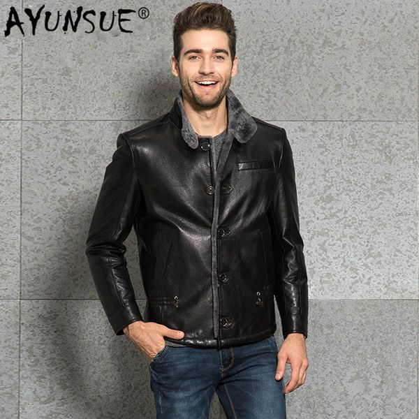 ayusnue 2019 new genuine leather jacket men winter goatskin leather coat sheep shearing men's jackets 3367 kj3006, Black
ayusnue 2019 new genuine leather jacket men winter goatskin leather coat sheep shearing men's jackets 3367 kj3006, Black