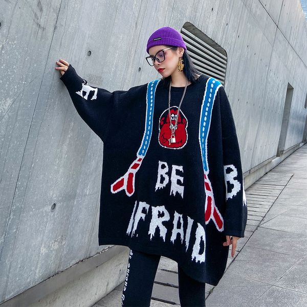 woman cartoon sweater large size women's long-sleeved sweater shirt womens sweaters, White;black
woman cartoon sweater large size women's long-sleeved sweater shirt womens sweaters, White;black