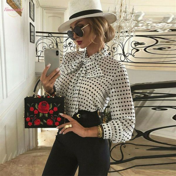 office lady women chic blouse elegant long sleeve bandage sheer mesh polka dot casual, White
office lady women chic blouse elegant long sleeve bandage sheer mesh polka dot casual, White