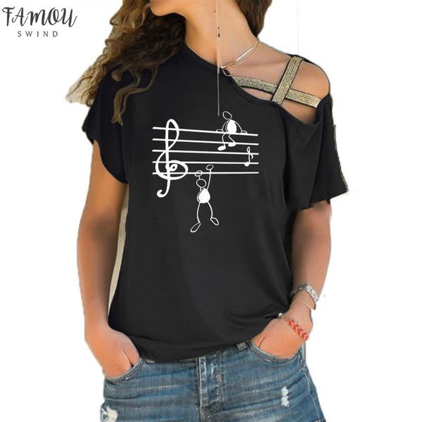 music notes funny printed t shirt women summer animal short sleeve tshirts harajuku girl irregular skew polyester cross bandage, White
music notes funny printed t shirt women summer animal short sleeve tshirts harajuku girl irregular skew polyester cross bandage, White
