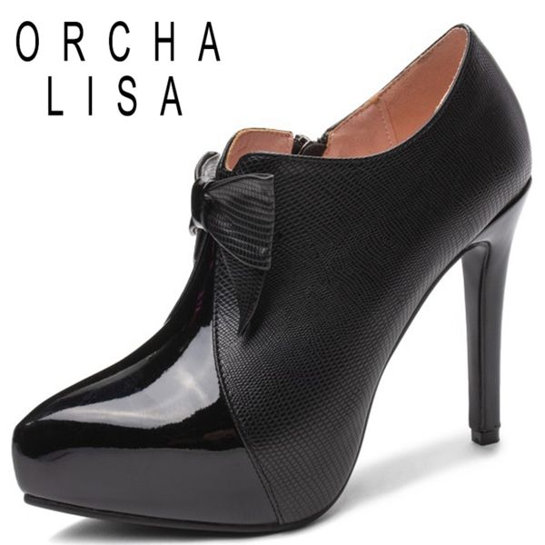 orcha lisa female spring autumn pumps pointed toe 12.5cm thin high heels patent leather zipper bowtie plus size 33-43 date c1905, Black
orcha lisa female spring autumn pumps pointed toe 12.5cm thin high heels patent leather zipper bowtie plus size 33-43 date c1905, Black