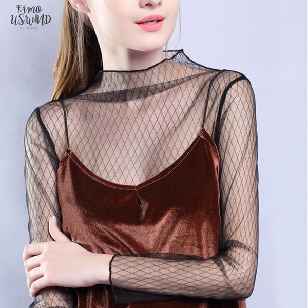 black transparent mesh t shirts women elegant high collar hollow chiffon female petal sleeve tee elasticity bottoming shirts, White
black transparent mesh t shirts women elegant high collar hollow chiffon female petal sleeve tee elasticity bottoming shirts, White