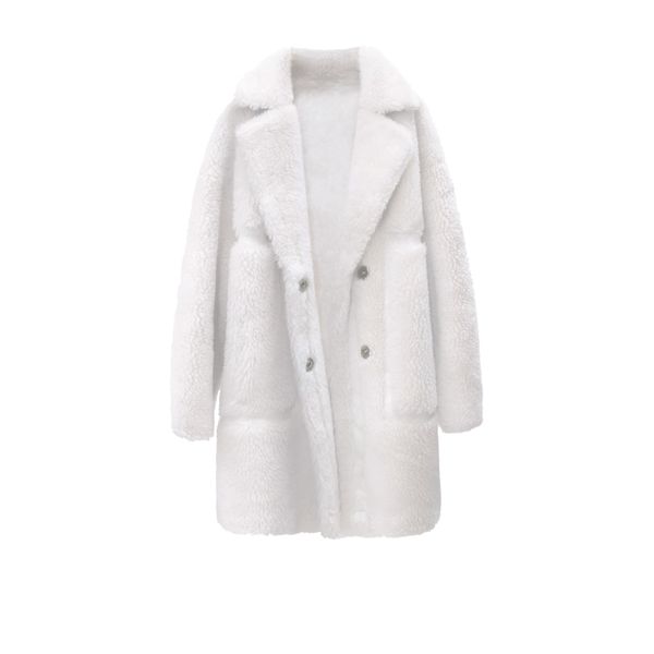 

s- women white faux fur coat autumn and winter faux fur solid color pocket coat fashion jacket and coats womens (q1163, Black