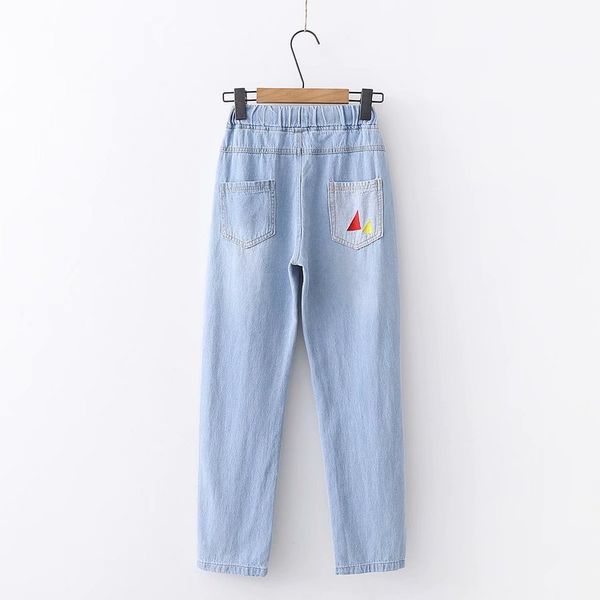 s24212 autumn new style women's college style rabbit embroidered jeans women's loose-fit straight-leg pants students lace-up tro, Blue
s24212 autumn new style women's college style rabbit embroidered jeans women's loose-fit straight-leg pants students lace-up tro, Blue