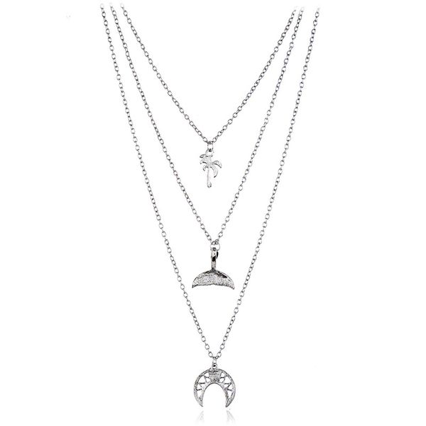 wholesale-new europeans and americans multilayer necklace with coconut tree, fishtail and moon lady, Silver
wholesale-new europeans and americans multilayer necklace with coconut tree, fishtail and moon lady, Silver