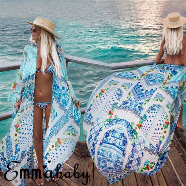 fashion casual loose print women bikini long cover up cardigan swimwear boho beach maxi dress summer clothes for girls, Blue;gray
fashion casual loose print women bikini long cover up cardigan swimwear boho beach maxi dress summer clothes for girls, Blue;gray
