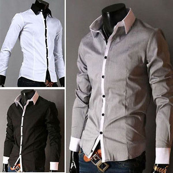 fashion men smart casual long sleeve shirts slim solid turn-down collar shirts xxl plus size, White;black
fashion men smart casual long sleeve shirts slim solid turn-down collar shirts xxl plus size, White;black