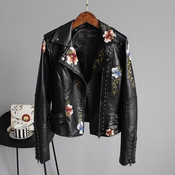 2019 new boutique ladies motorcycle leather casual jacket black beige white embroidered liu ding female short leather coats
2019 new boutique ladies motorcycle leather casual jacket black beige white embroidered liu ding female short leather coats